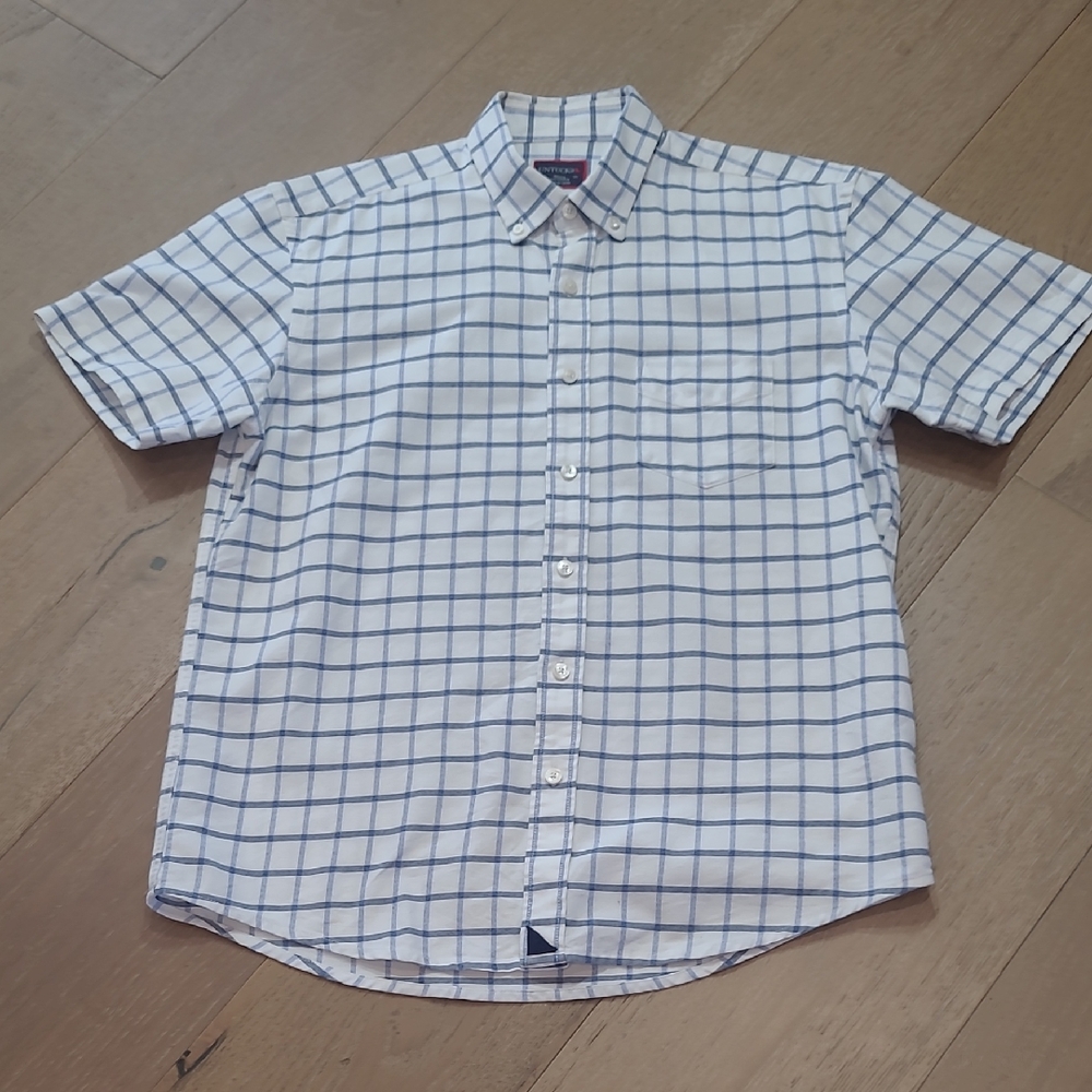 EUC UNTUCKit Shirt Men's sz S Blue Cotton Chambray Short Sleeve Button Up